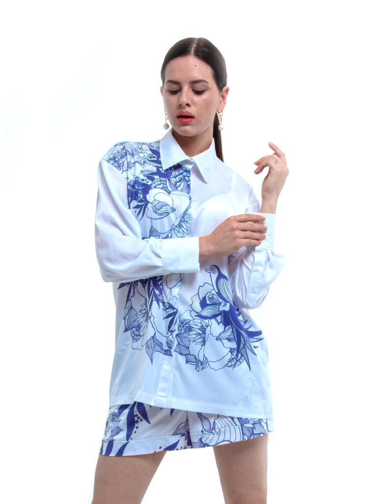 white skirt violet birds barminafashion